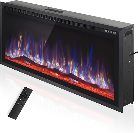 72" Electric Fireplace Wall Mounted with Remote Control