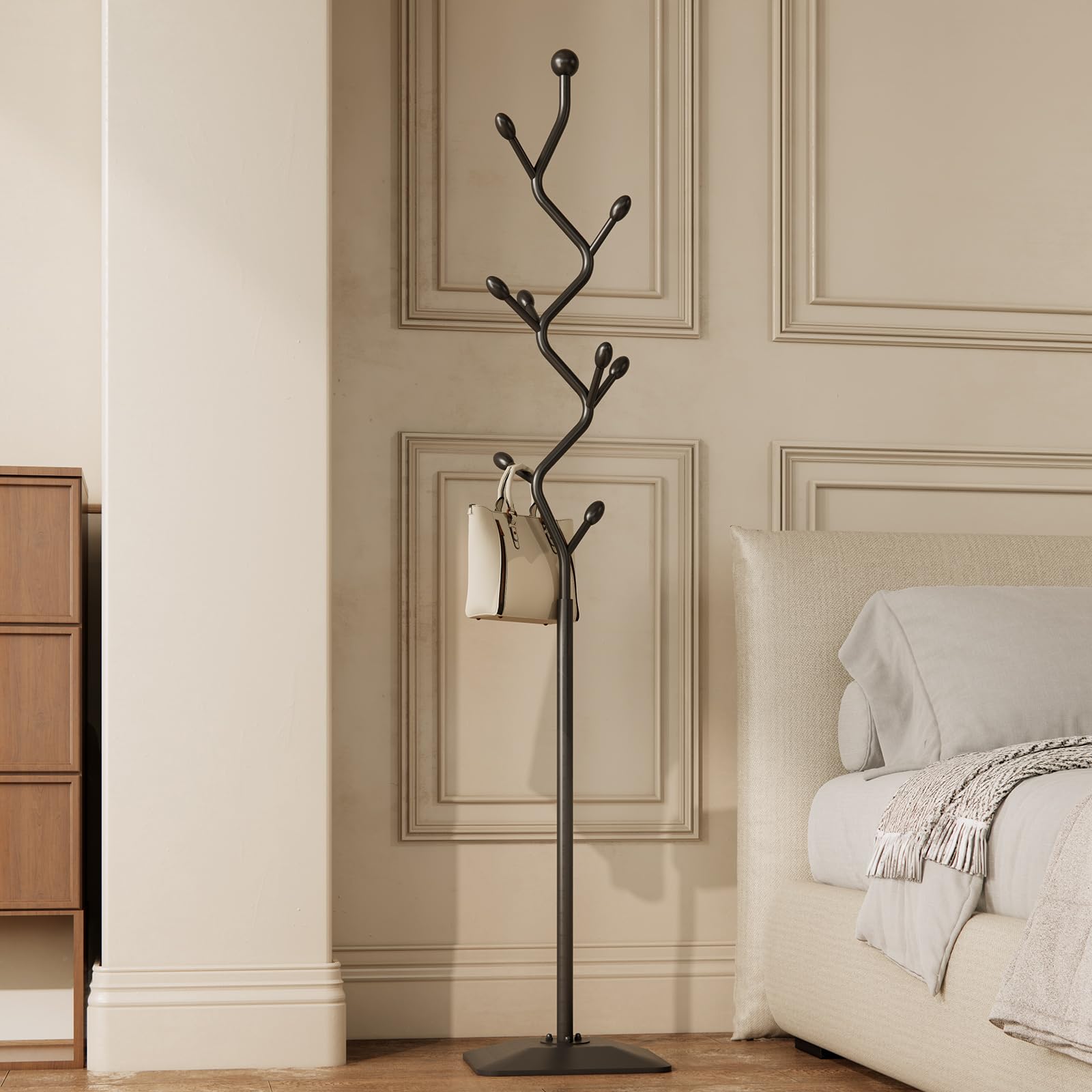 Tree-Shaped Metal Coat Rack Stand with 8 Hooks