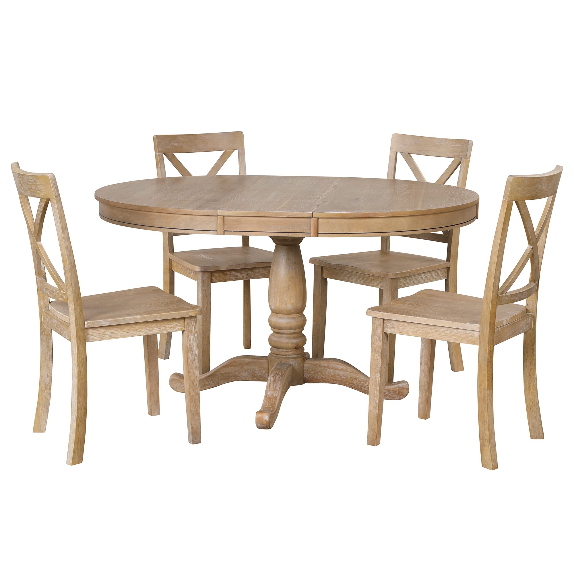 5-Piece Round Dining Table Set with 4 Chairs