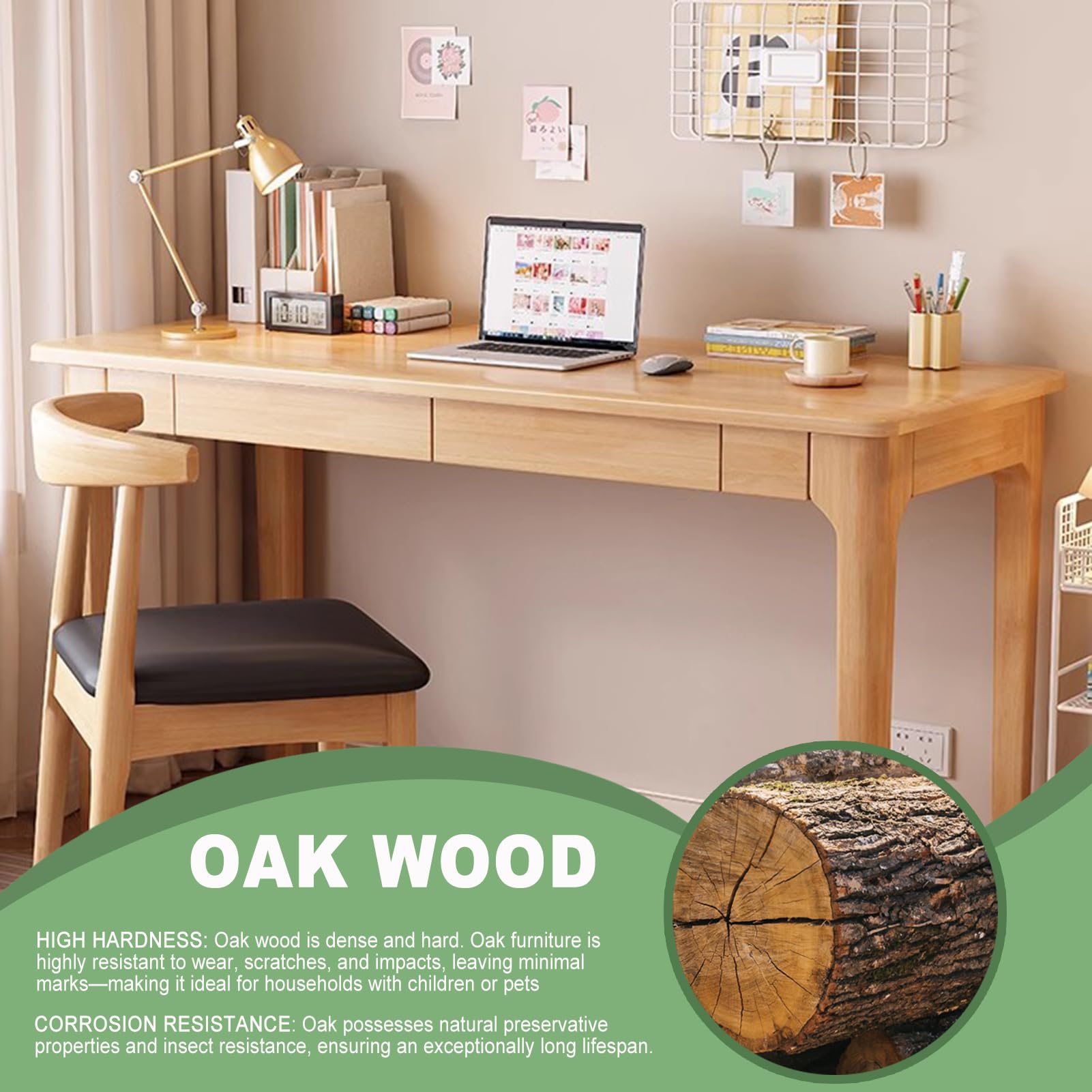 Solid Wood Desk with Drawers
