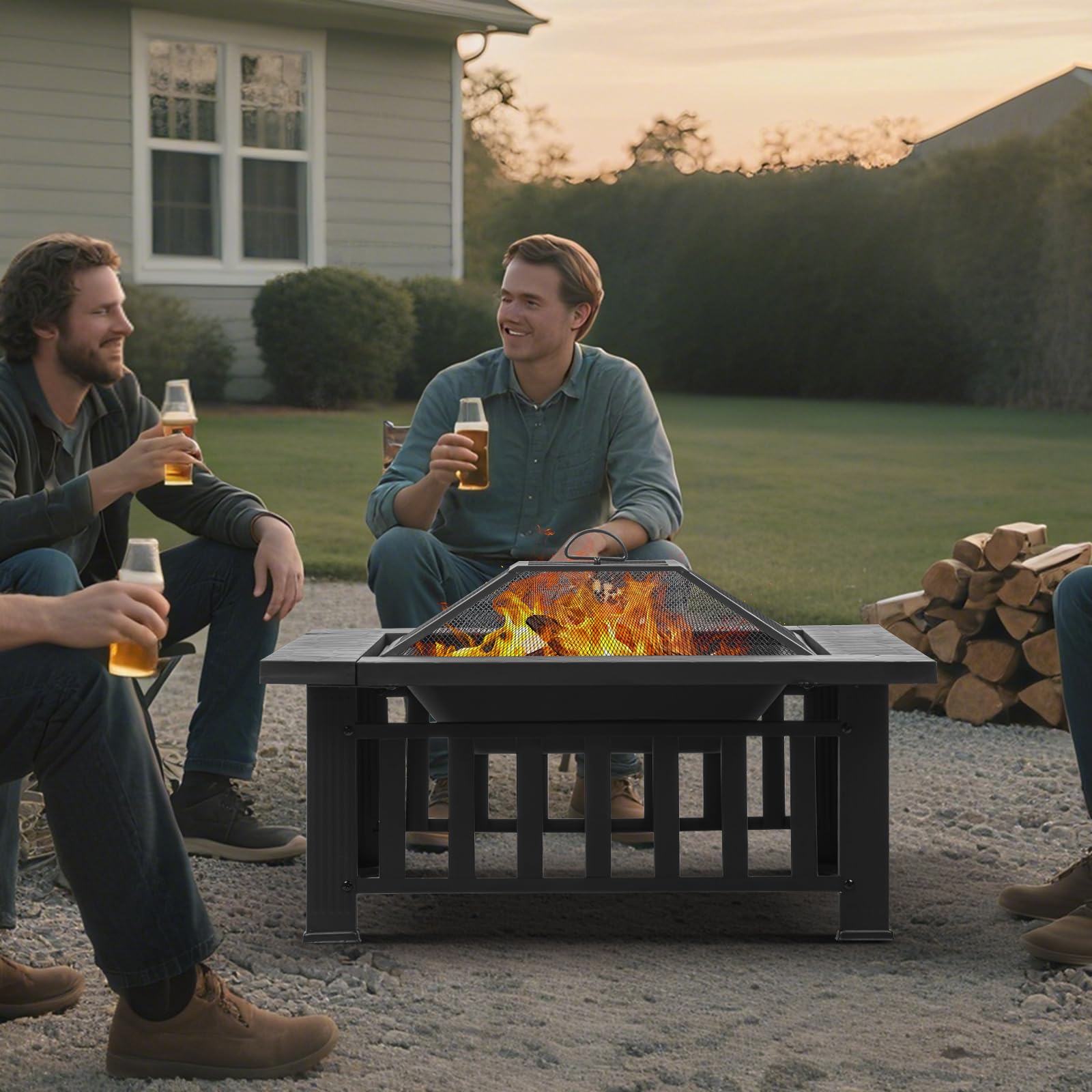 32 Inch Square Fire Pit Table