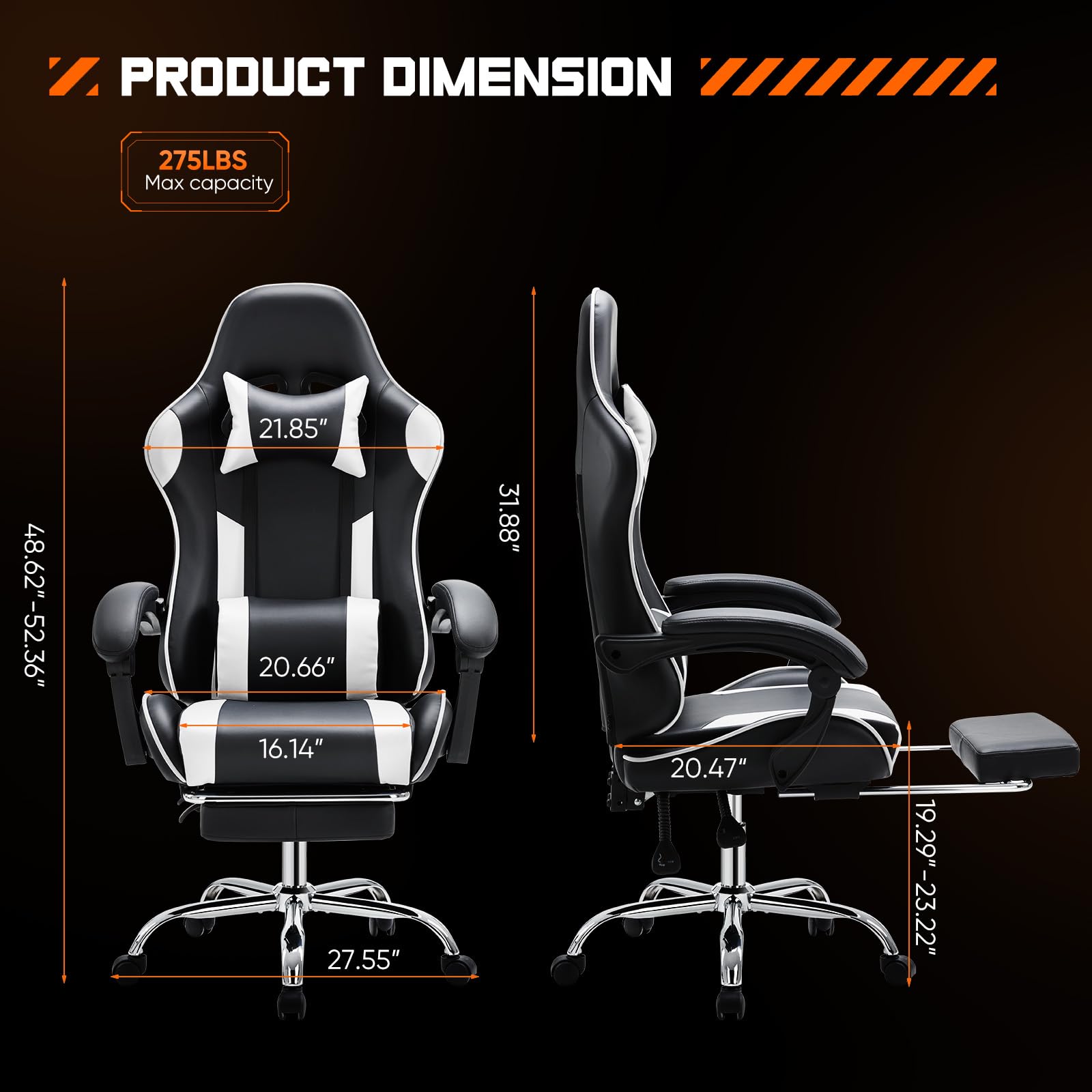 Ergonomic Gaming Chair with Footrest