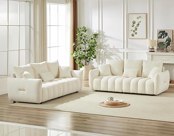 3-Piece Teddy Sofa Set - 2 Chairs & Oversized 3-Seater Couch