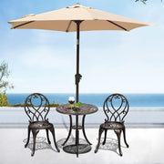 3 Piece Cast Aluminum Bistro Set with Umbrella Hole