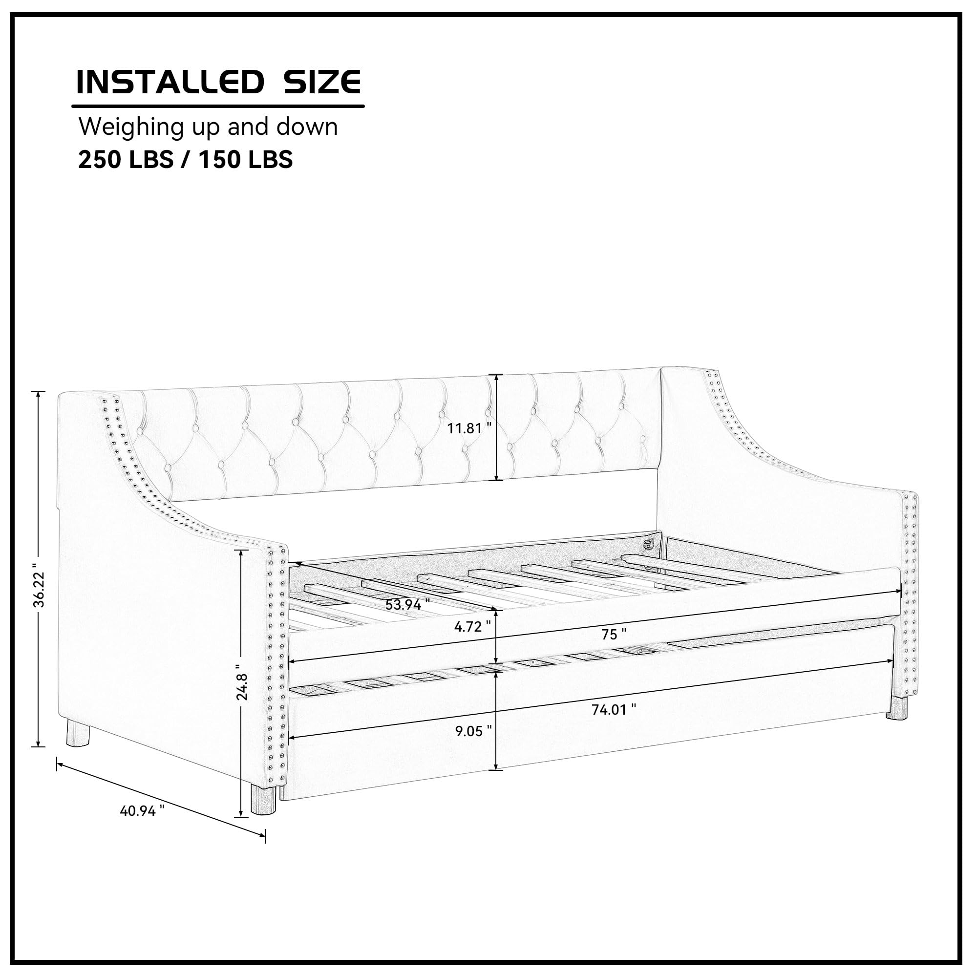 Twin Size Daybed with Pop Up Trundle