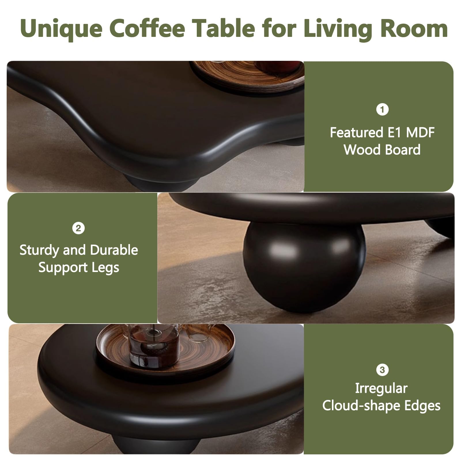 Cloud Shape Coffee Table with Ball Legs