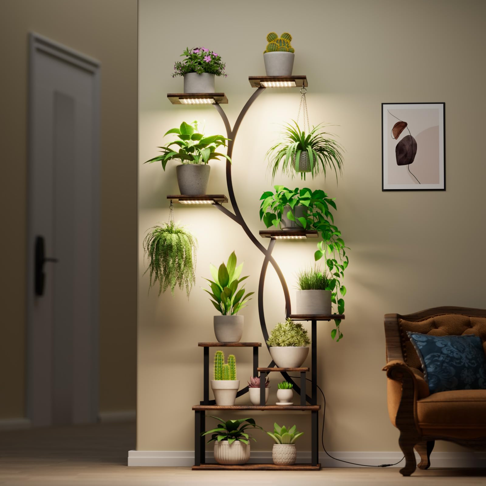 9-Tier Plant Stand with Grow Lights 62 Inch