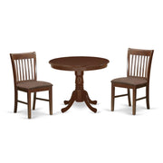 3-Piece Round Dining Table Set with Linen Chairs