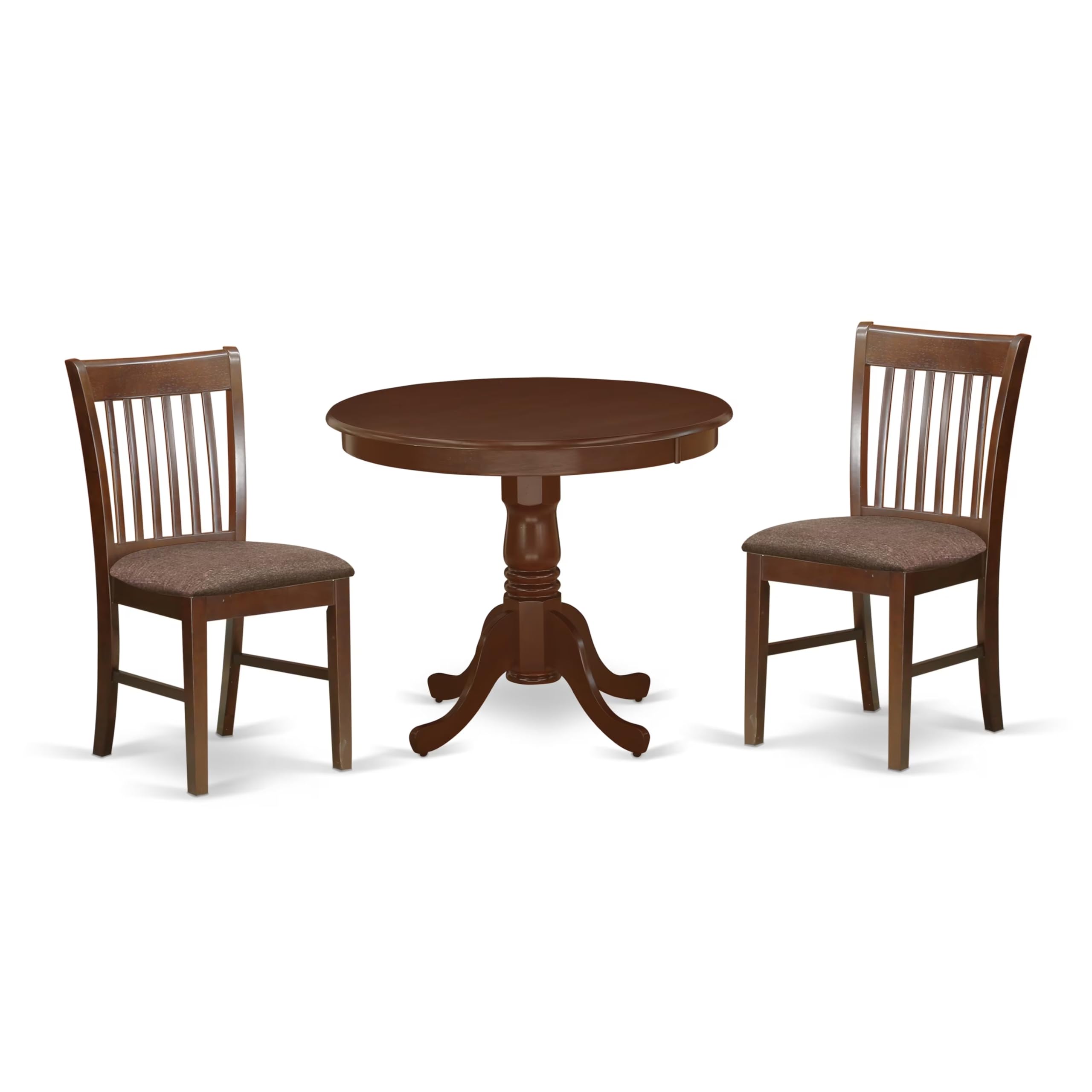 3-Piece Round Dining Table Set with Linen Chairs