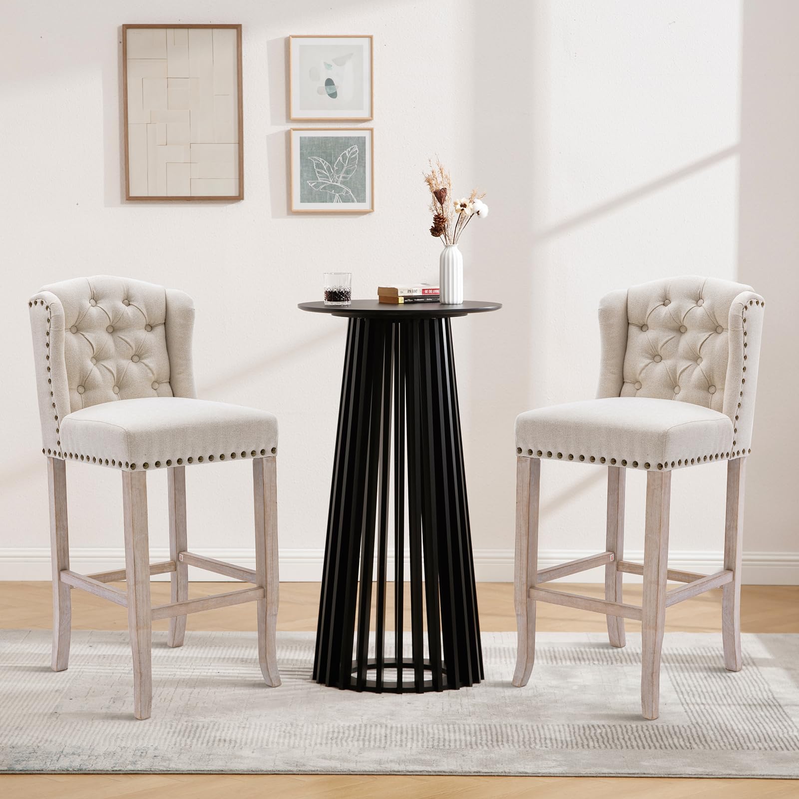 Round Bar Table 43.5" High with Geometric Base