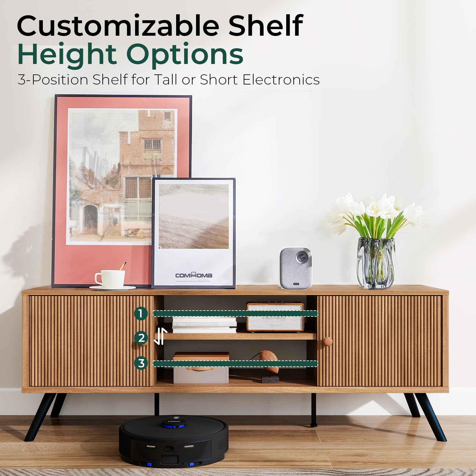 Mid-Century Modern TV Stand 53" Mocha