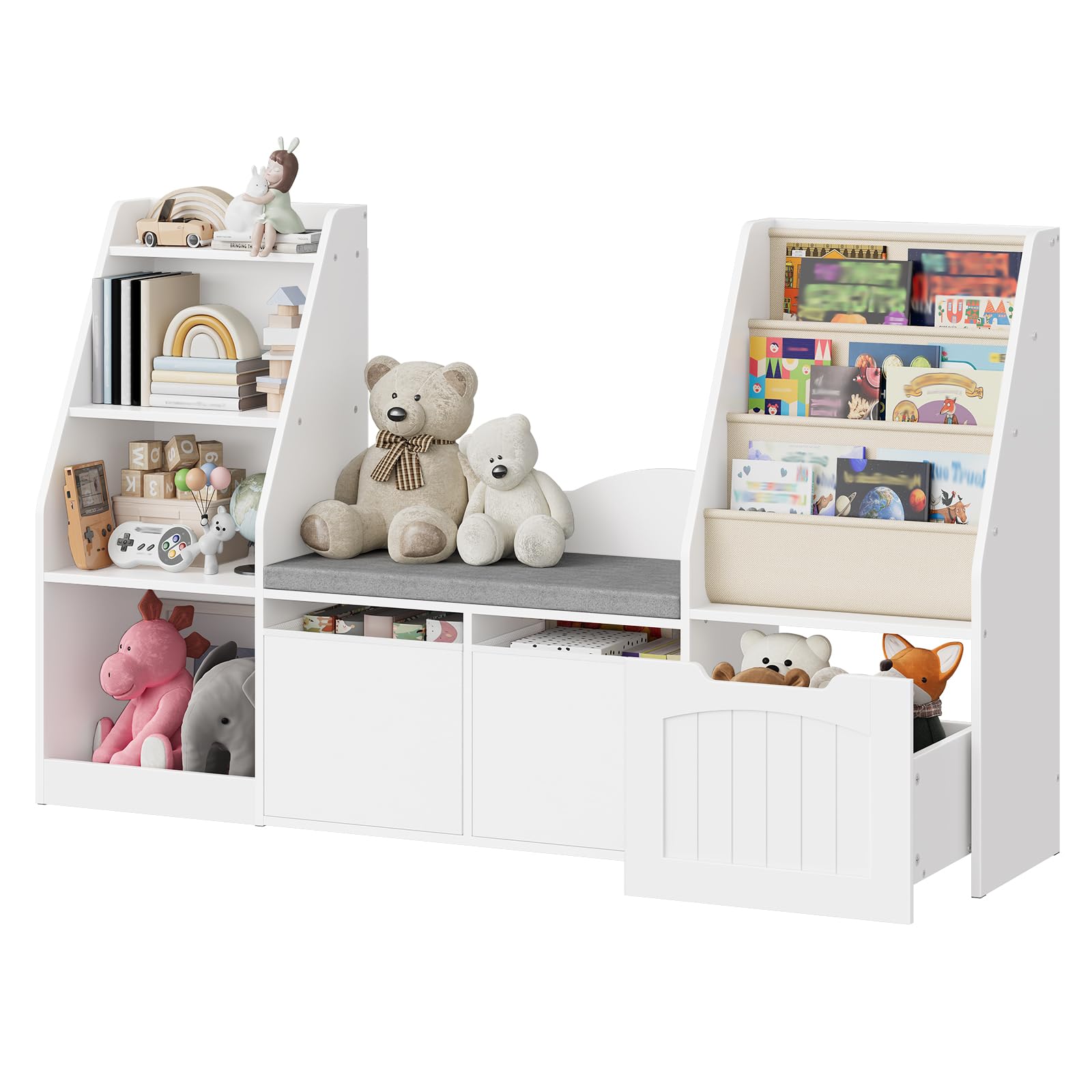 Kids Bookshelf with Reading Nook and Storage
