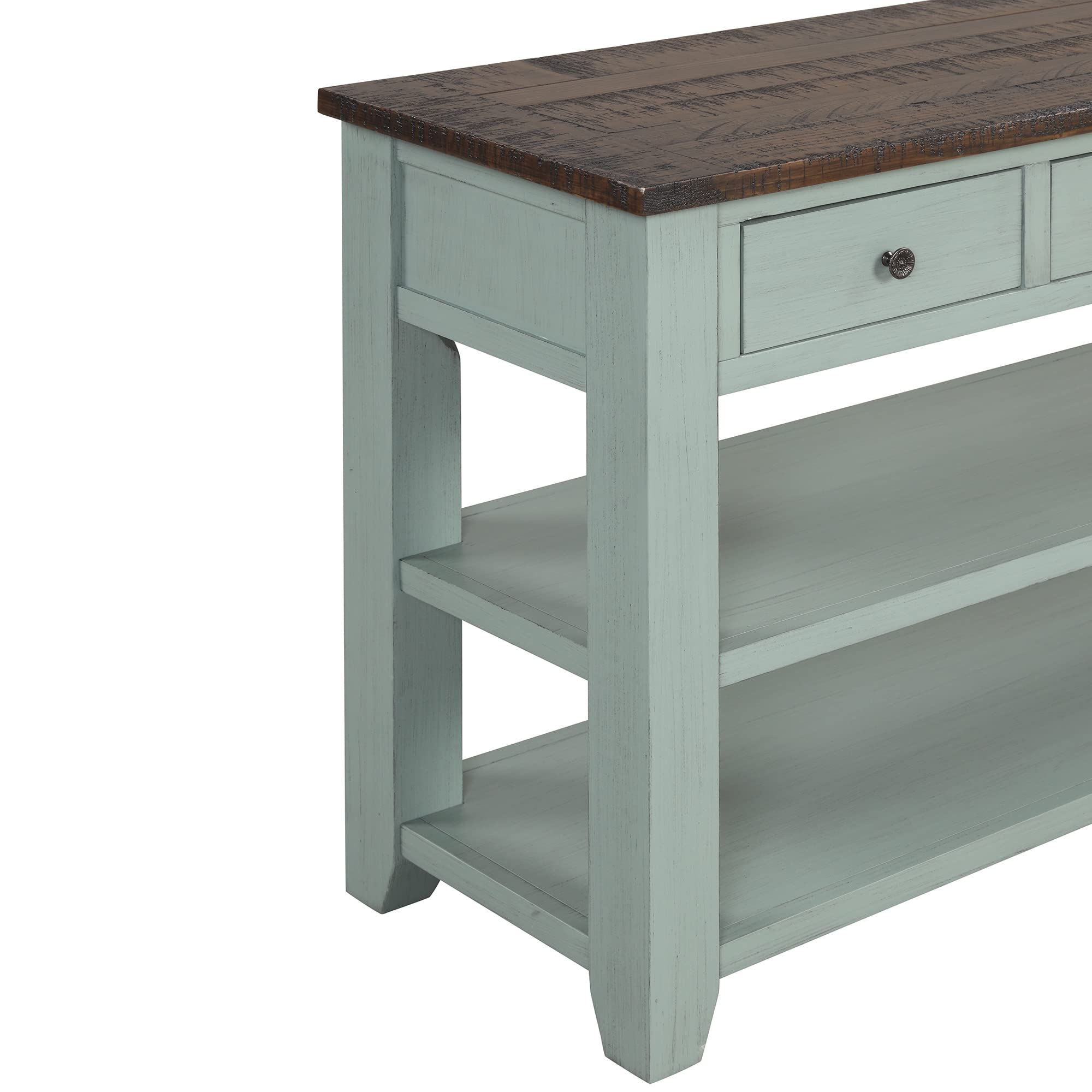 Farmhouse Console Table with 3 Drawers and Bottom Shelves