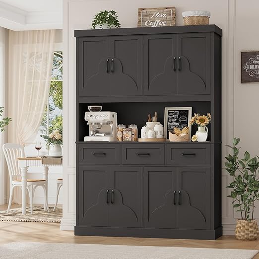 76" Tall Kitchen Pantry Storage Cabinet with Drawers
