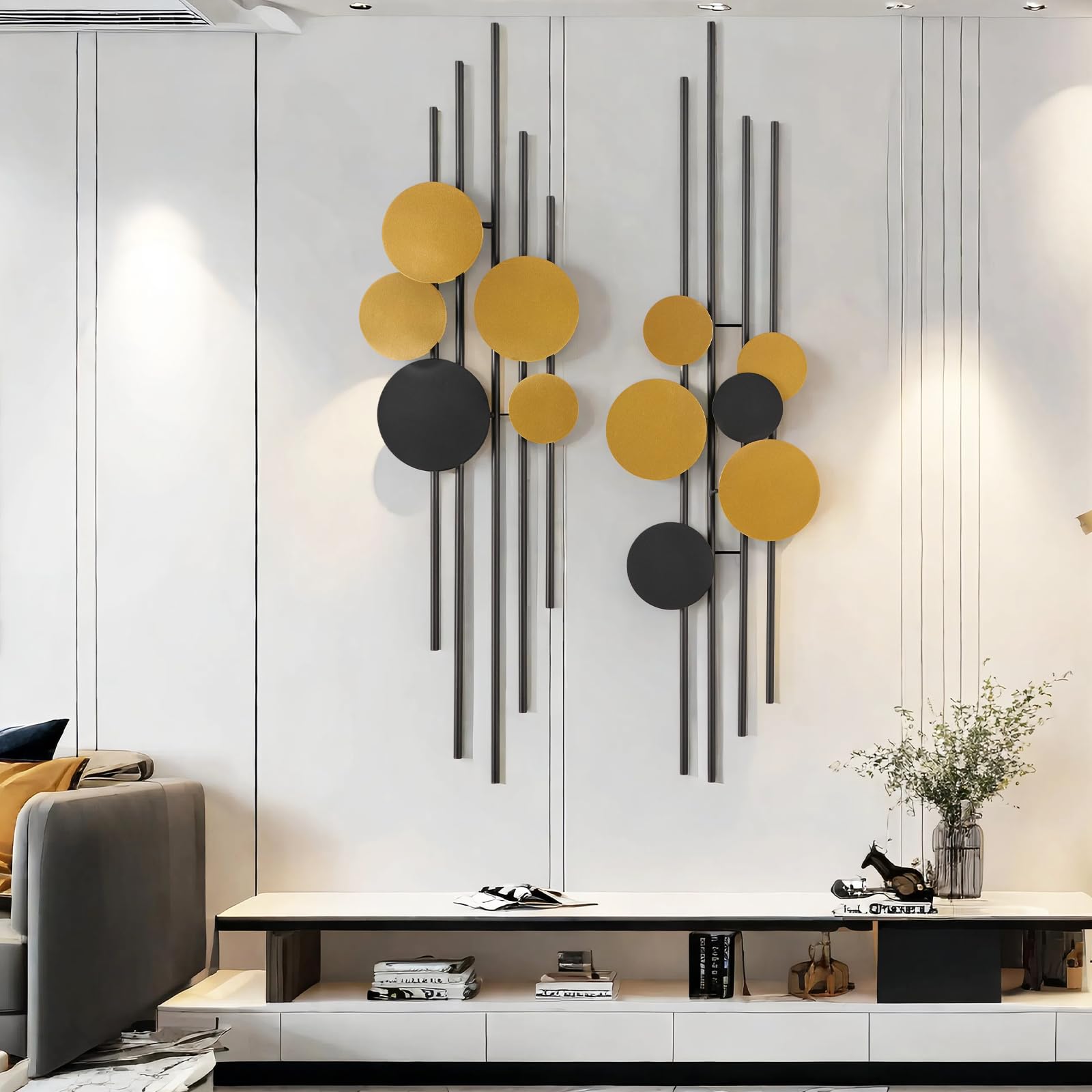 2 Pieces Large Metal Wall Decor 3D Modern Aesthetic Sculptures