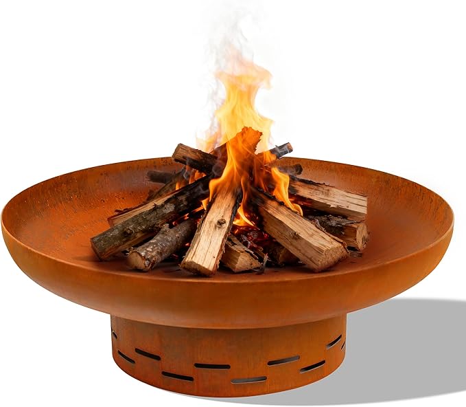 35.5 Inch Round Fire Pit for Outside Wood Burning