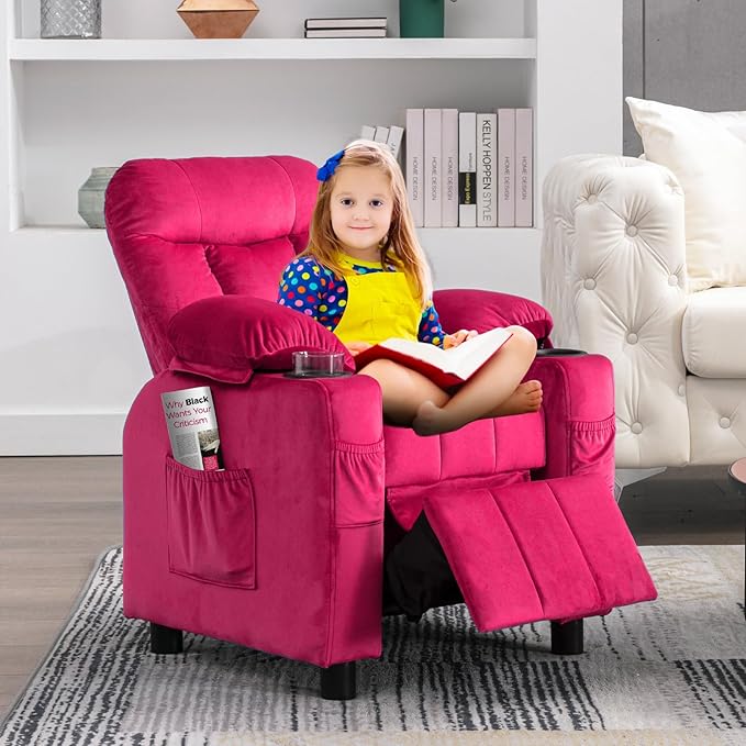 Kids Recliner Chair with Cup Holder and Footrest