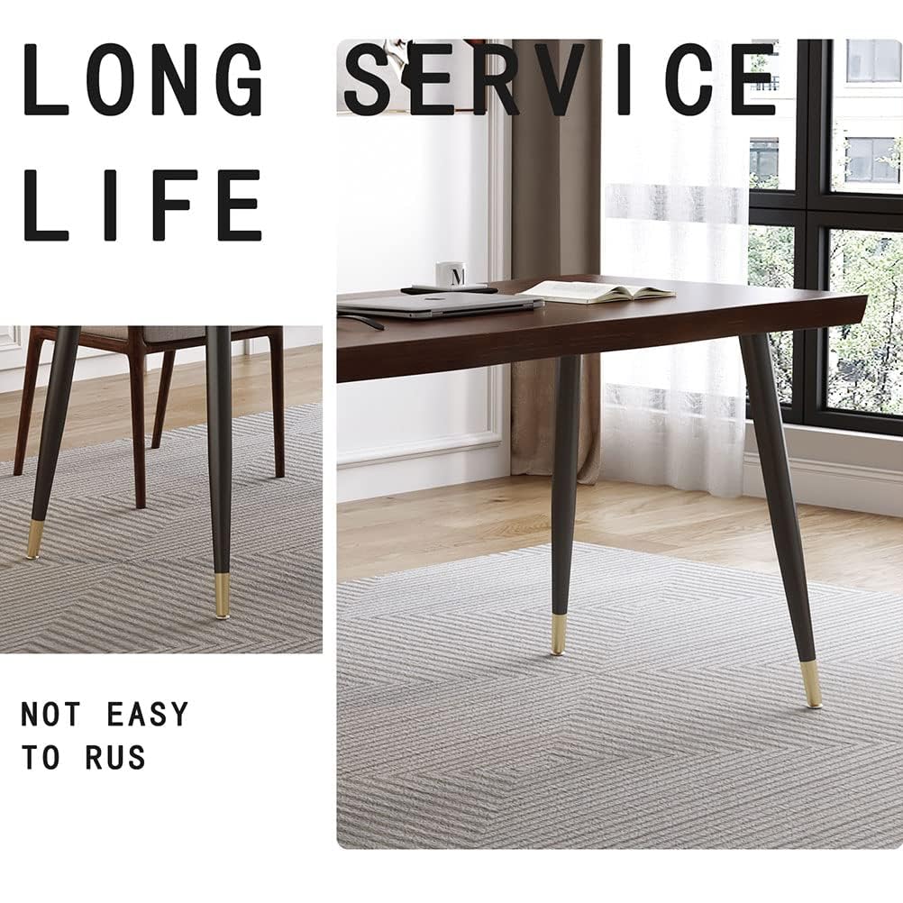 55" Standing Desk Study Computer Desk - Black Metal Frame Solid Wood