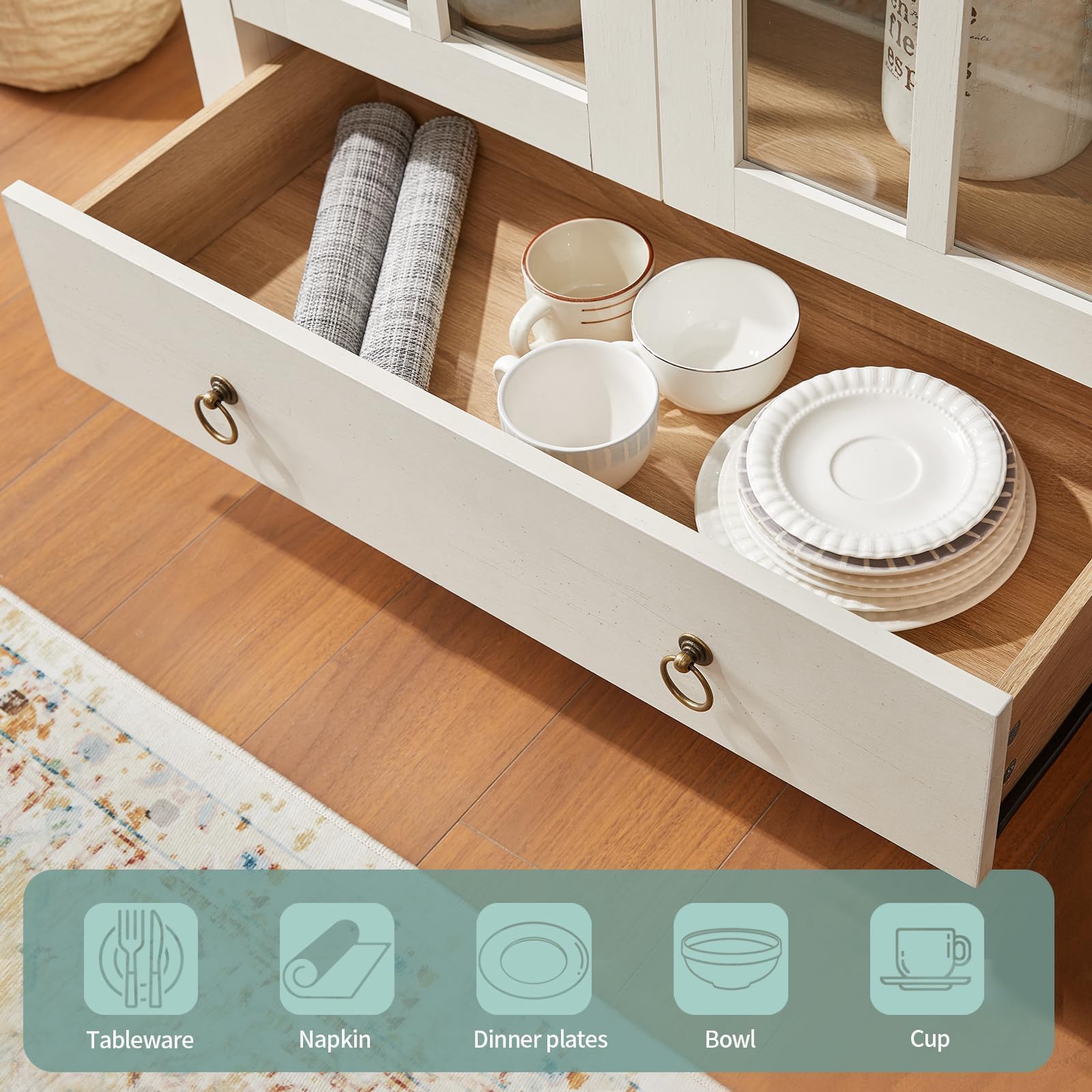 Arched Cabinet with Glass Doors and Adjustable Shelves