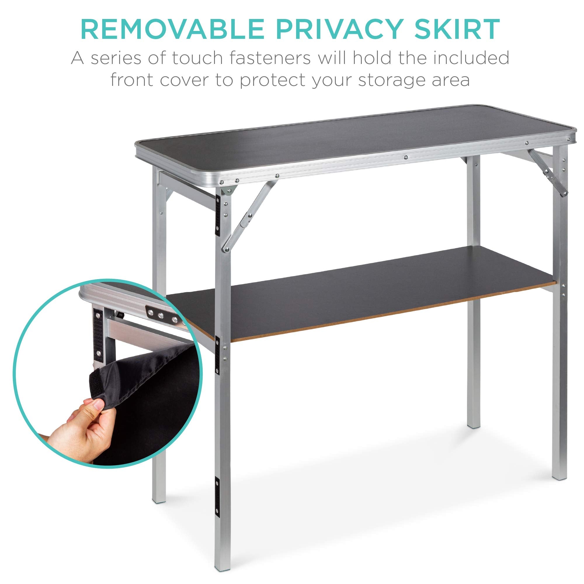 Portable Pop-Up Bar Table with Storage Shelf