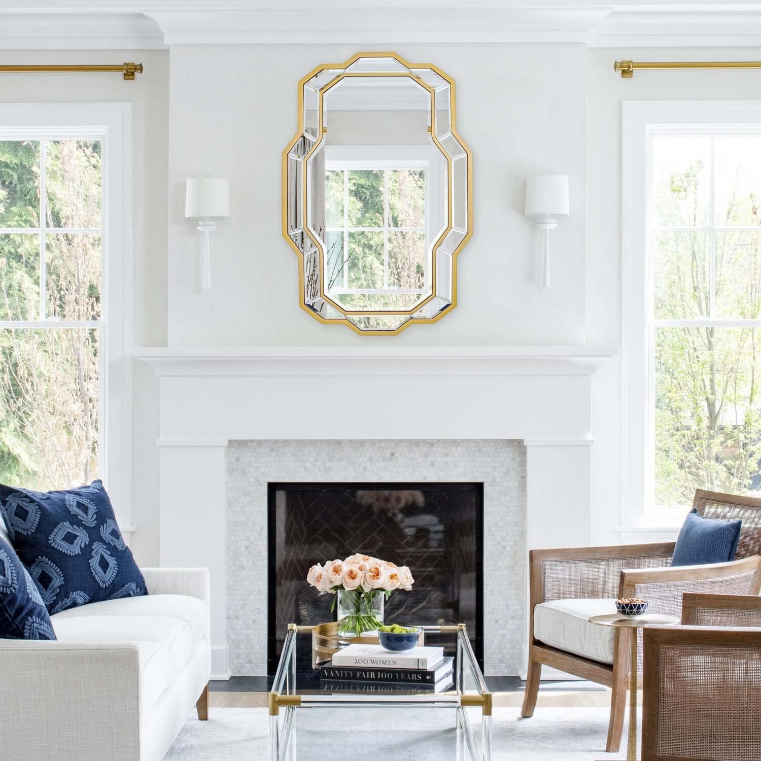 36x24 Gold Beveled Wall Mirror