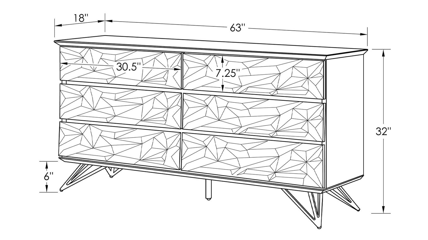 63" Modern Vortice Accent Chest