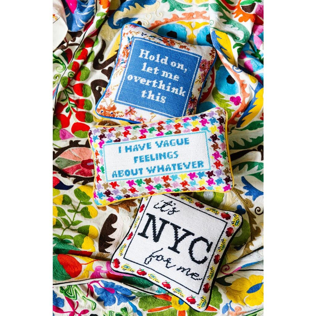 Needlepoint Decorative Throw Pillow - Overthink - 11x11