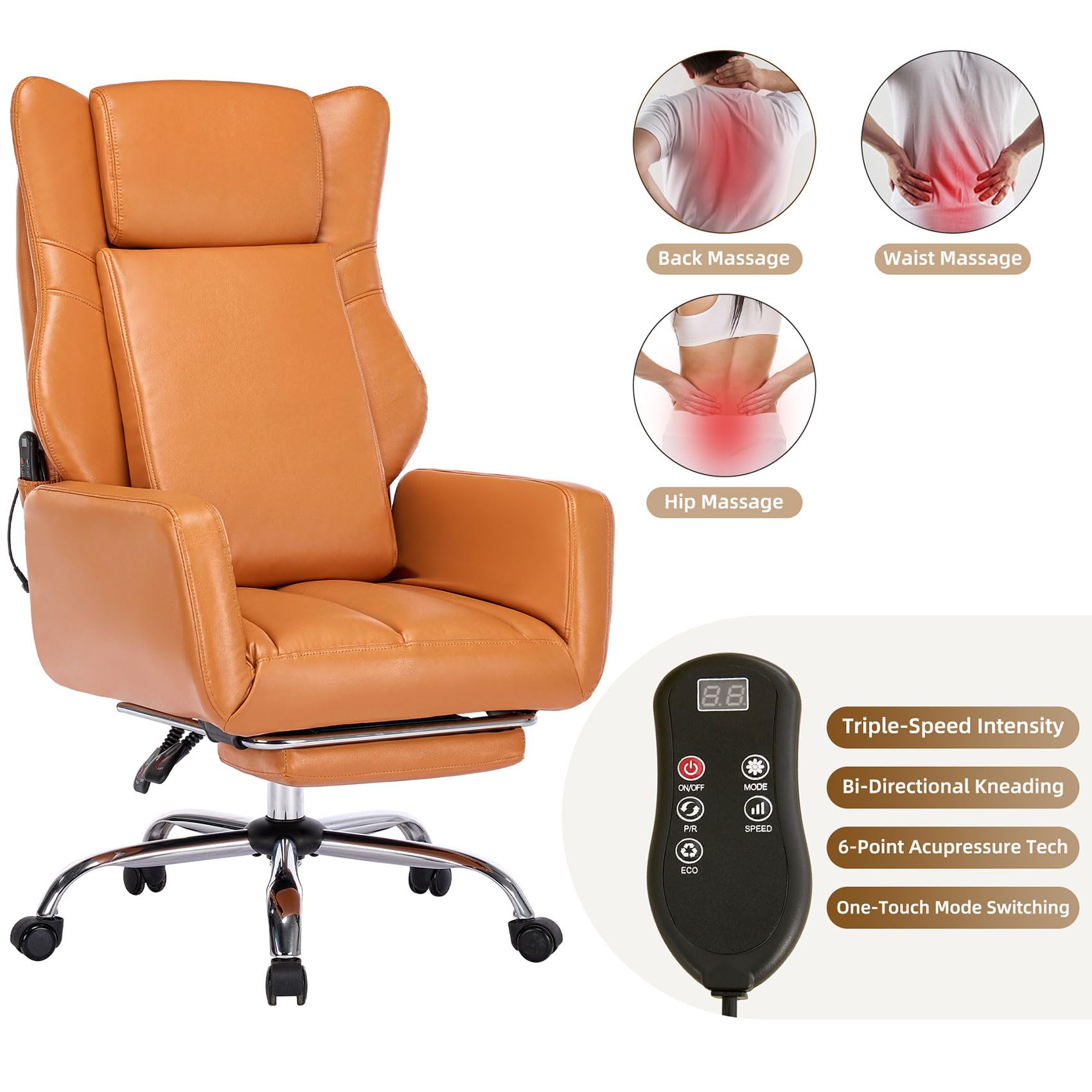 Ergonomic Office Chair with Massage and Footrest