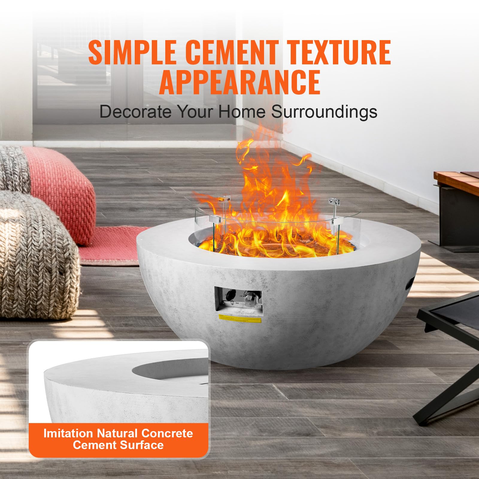 39-Inch Propane Fire Pit with Lava Rocks and Rain Cover