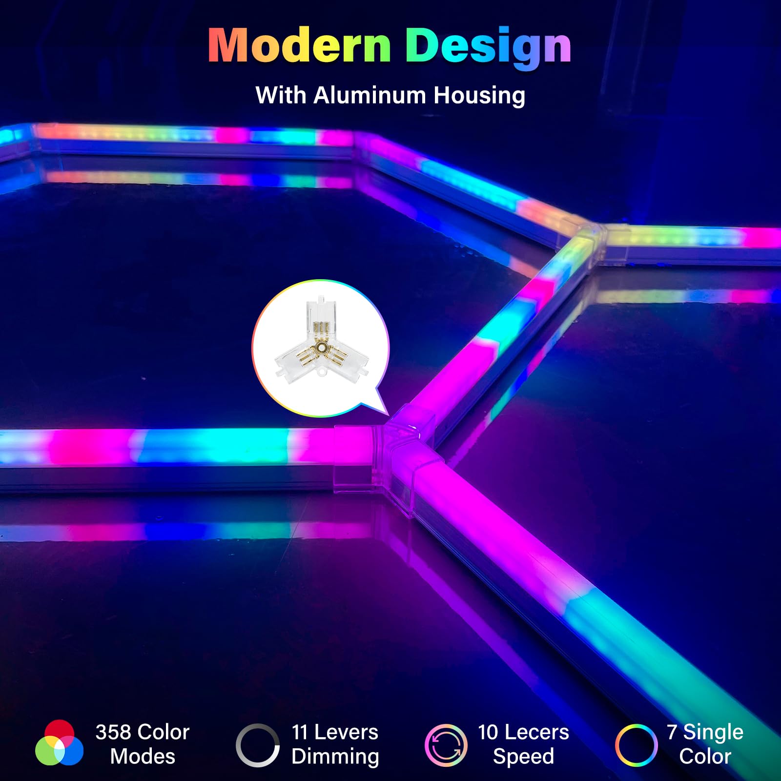 Hexagon RGB LED Wall Lights with Music Sync