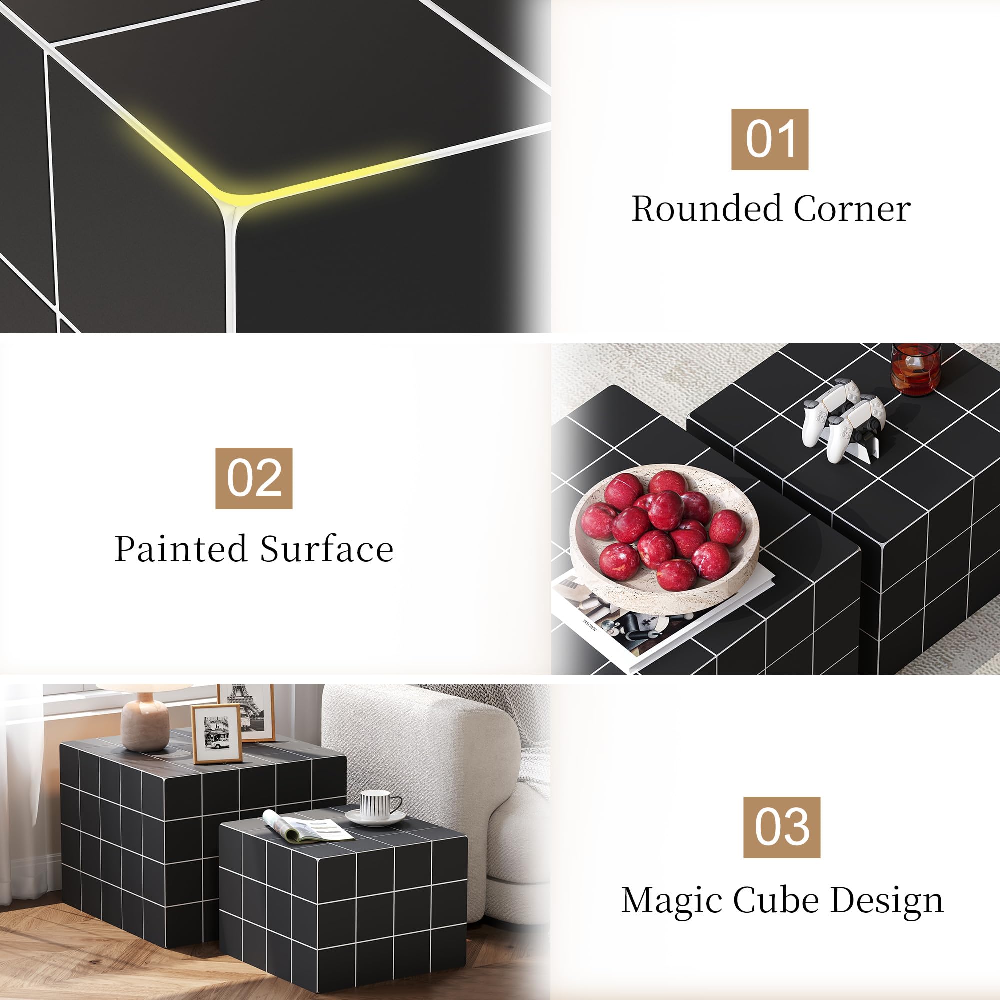 Square Nesting Coffee Table Set of 2