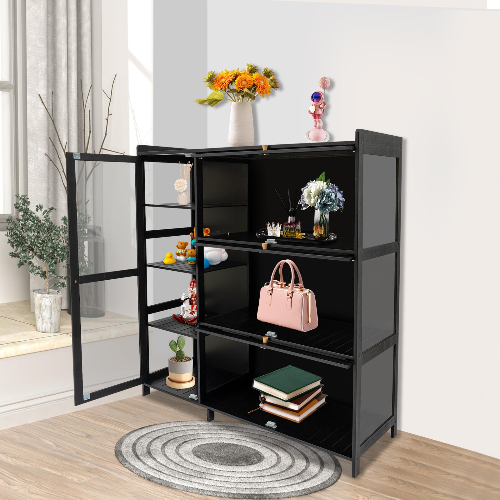 Display Storage Cabinet with Glass Door