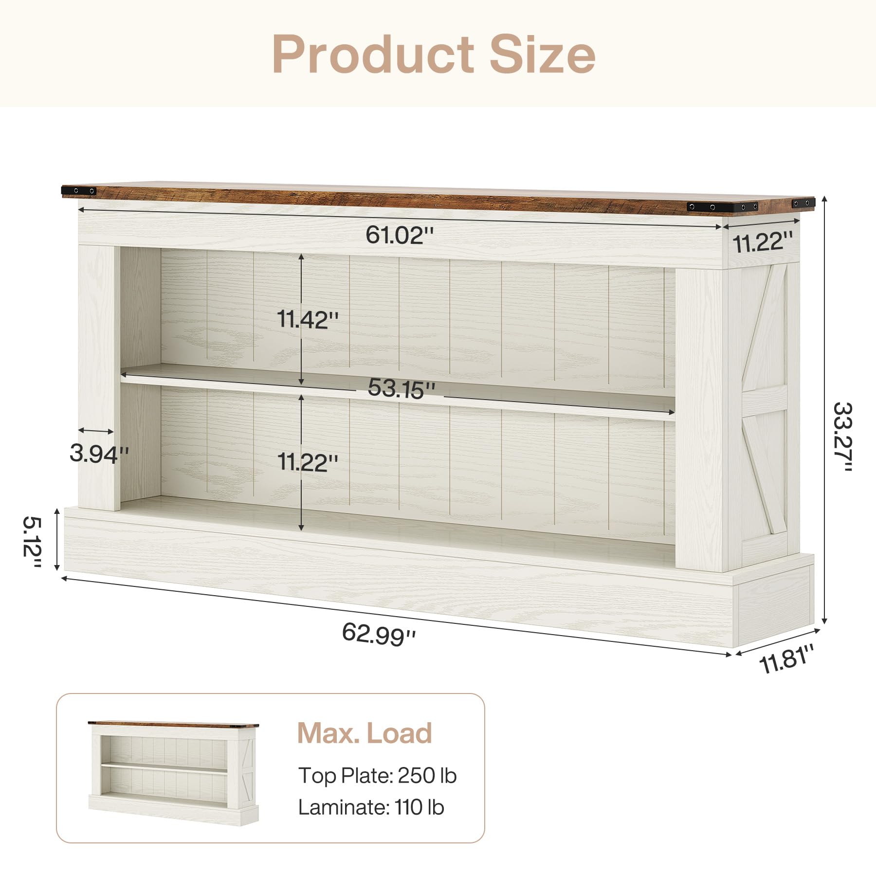 Farmhouse TV Stand for 70-Inch TV with Storage