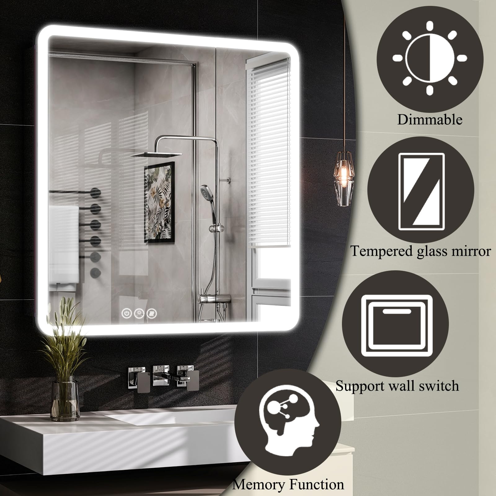 LED Bathroom Medicine Cabinet Mirror 30x32