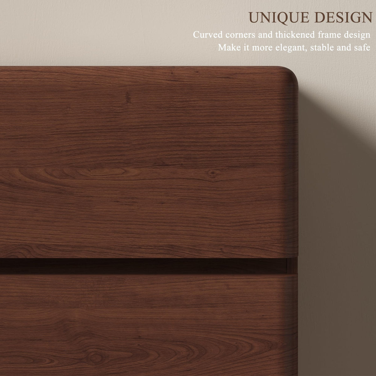 6-Drawer Tall Dresser with Rounded Design – Walnut Chest of Drawers for Bedroom