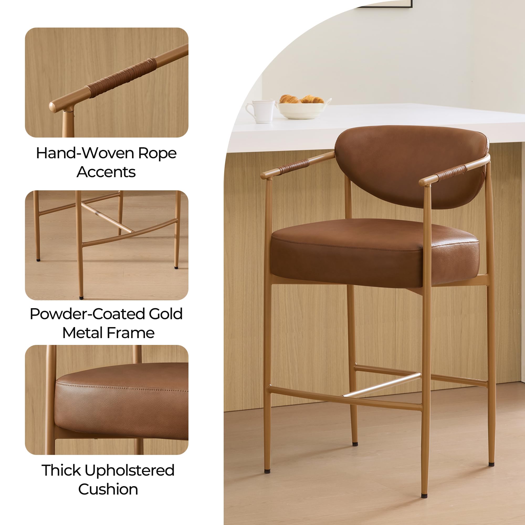 Counter Height Bar Stools Set of 2 with Arms