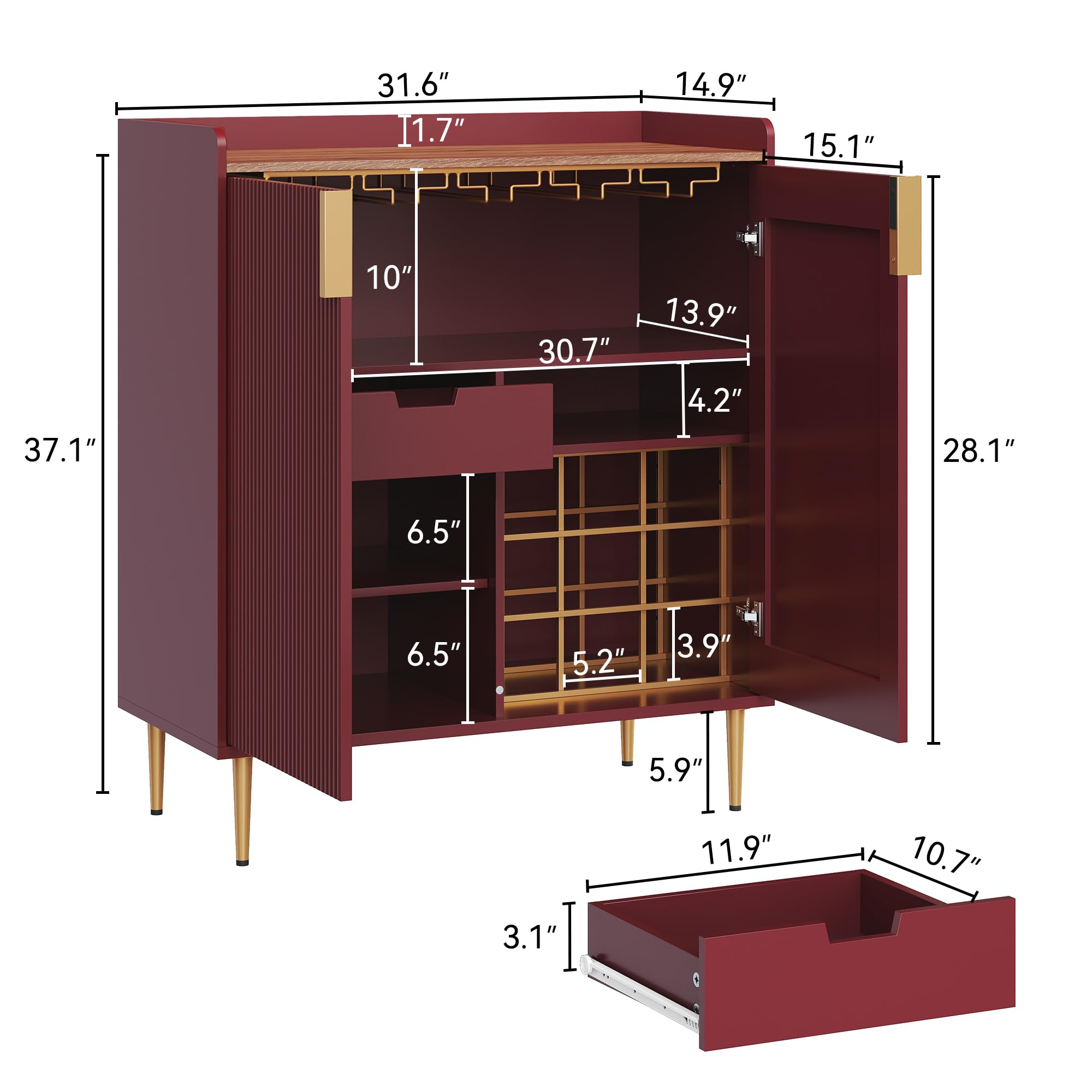 Bar Cabinet with Wine Racks and Storage