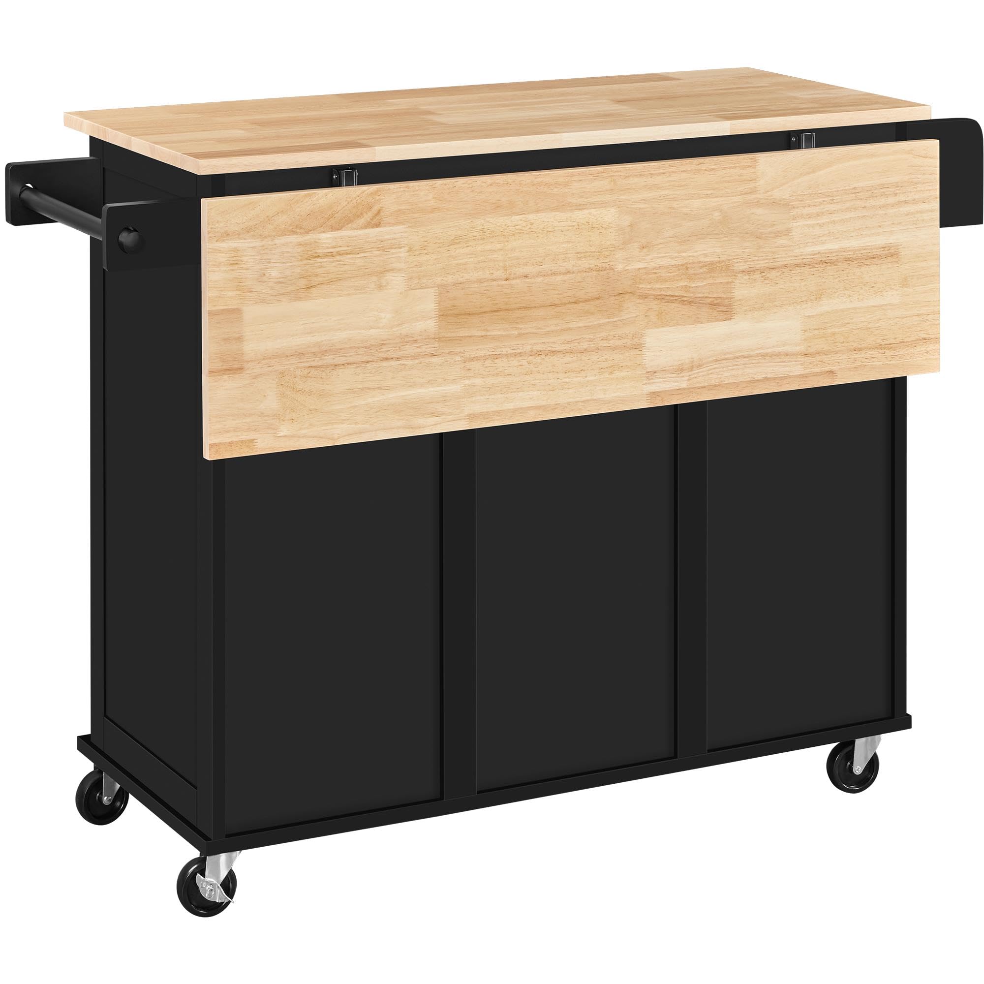 Kitchen Island Cart with Drop Leaf 49 Inch Rolling Table