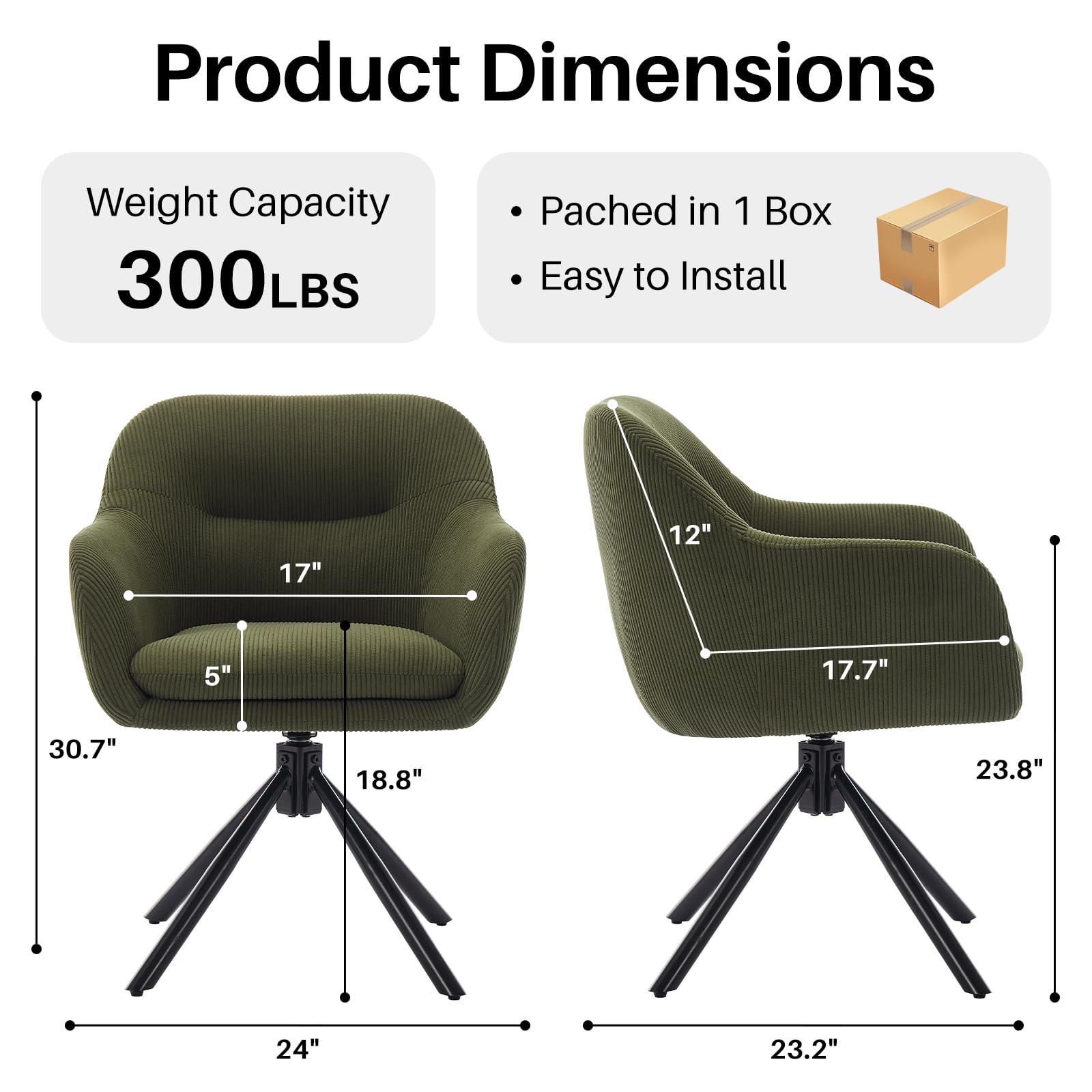 Swivel Accent Chair with Mid Back Arms