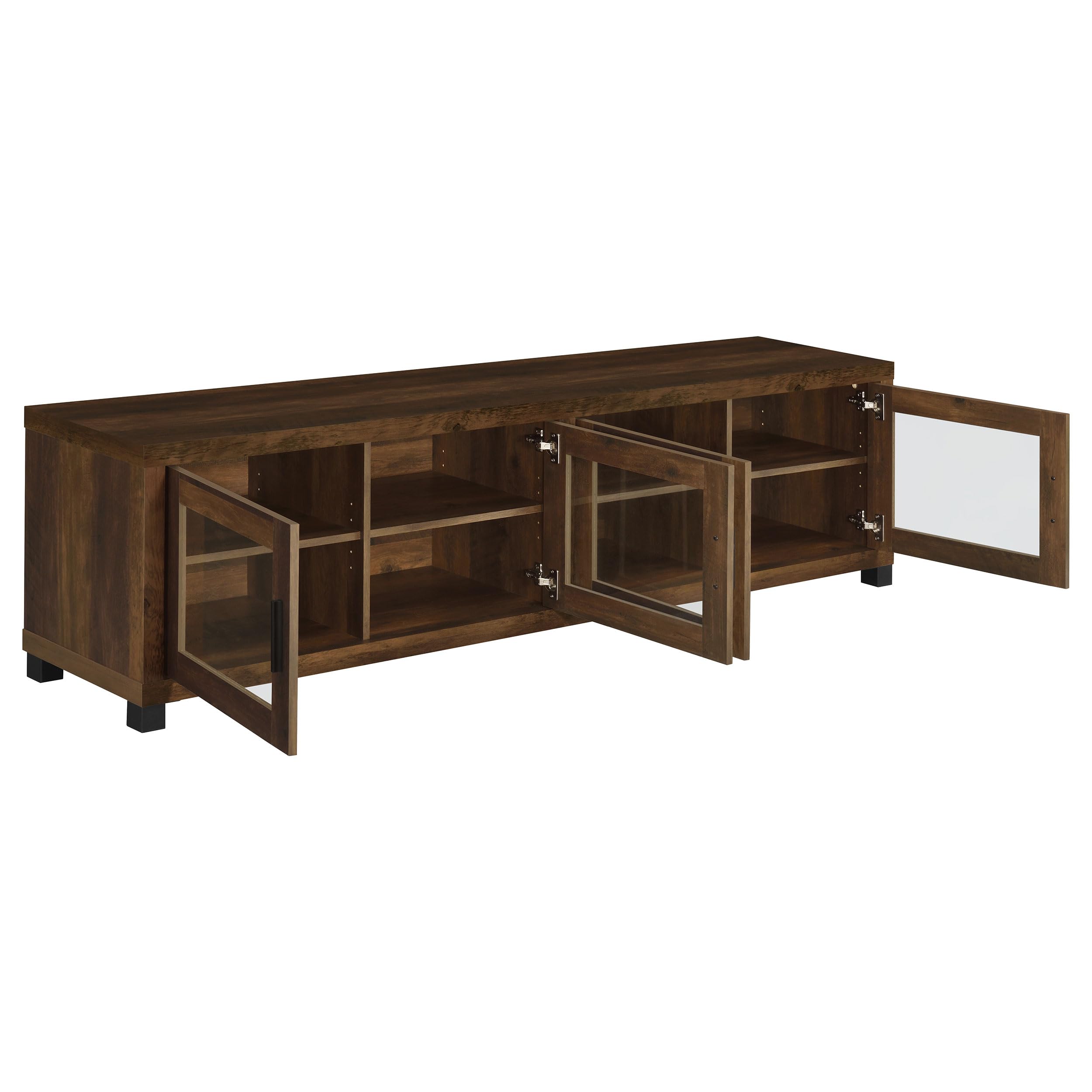 79" TV Stand with Glass Doors and Adjustable Shelves