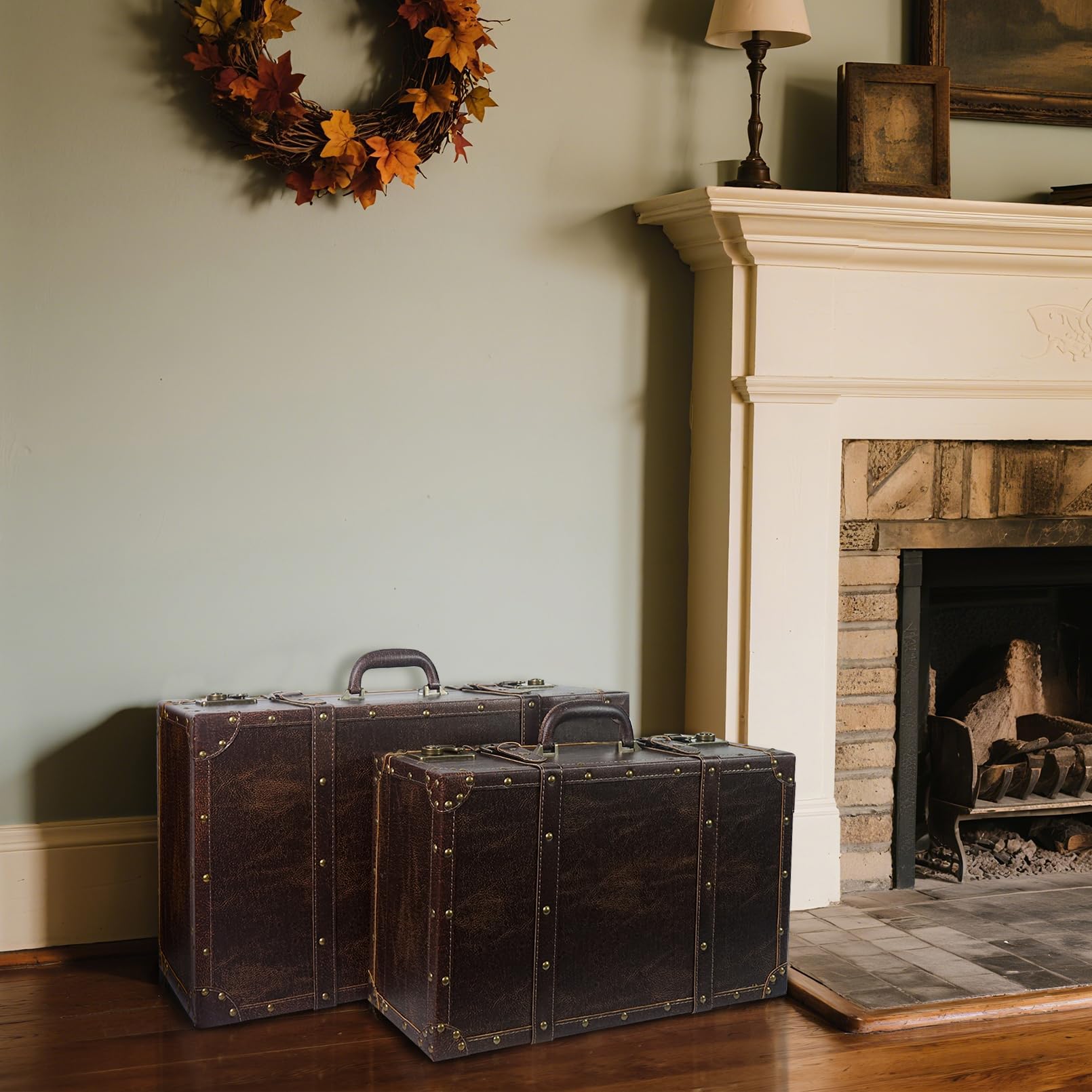 Vintage Wooden Storage Suitcase Set of 2