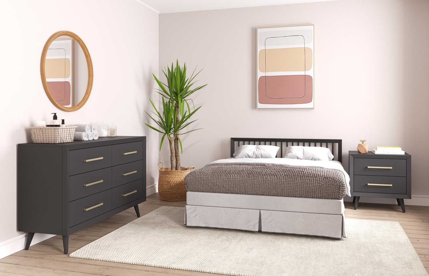 Mid-Century Modern 2-Drawer Nightstand