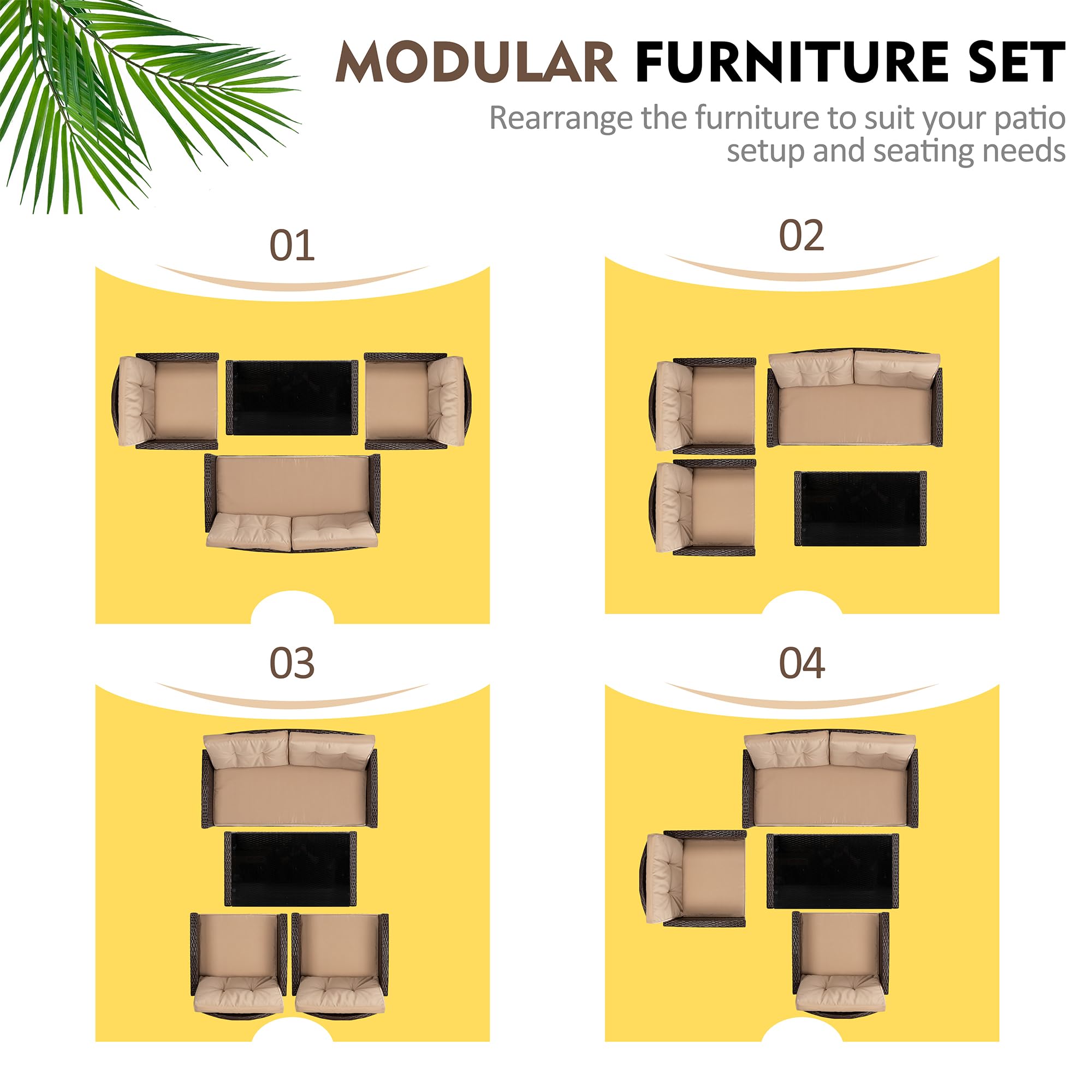 4 Piece Patio Conversation Set with Coffee Table