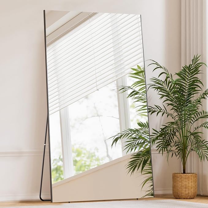 76x34 Full Length Mirror with Stand - Shatterproof Glassless Floor Mirror