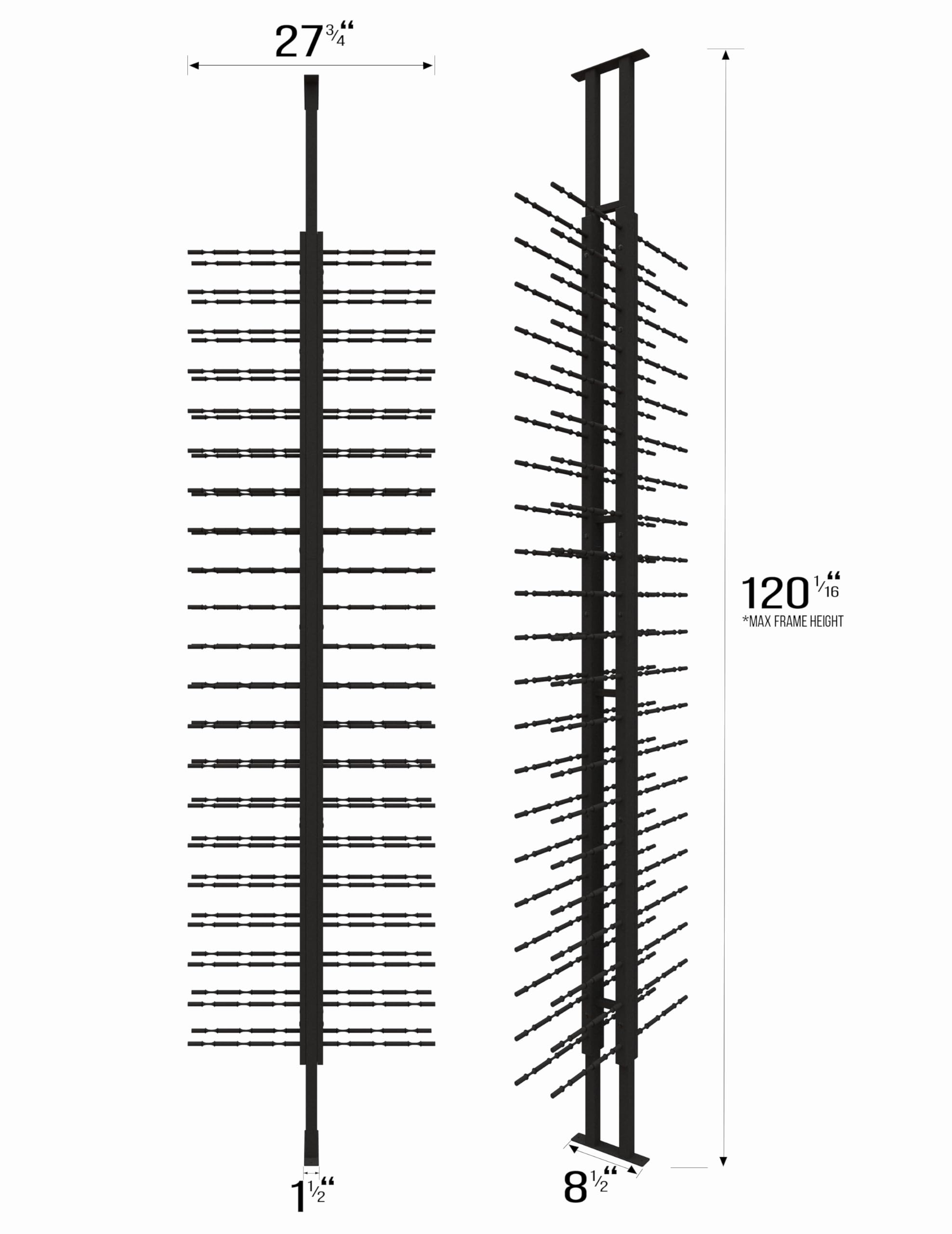 Floor-to-Ceiling Wine Rack 126 Bottle Capacity Matte Black