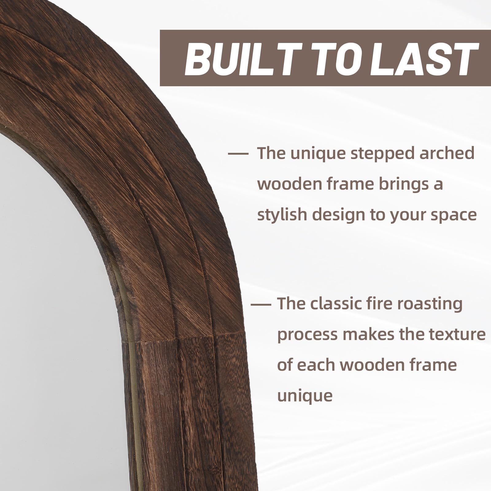 Arched Full Length Mirror with Solid Wood Frame