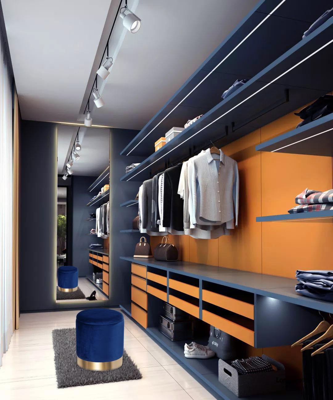 Round Velvet Nesting Storage Ottomans Set of 2 with Gold Metal Accent