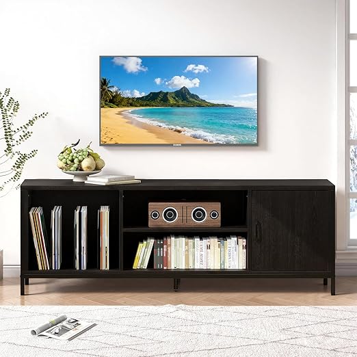 TV Stand for 65 Inch TV with Storage Cabinets and Sliding Barn Doors