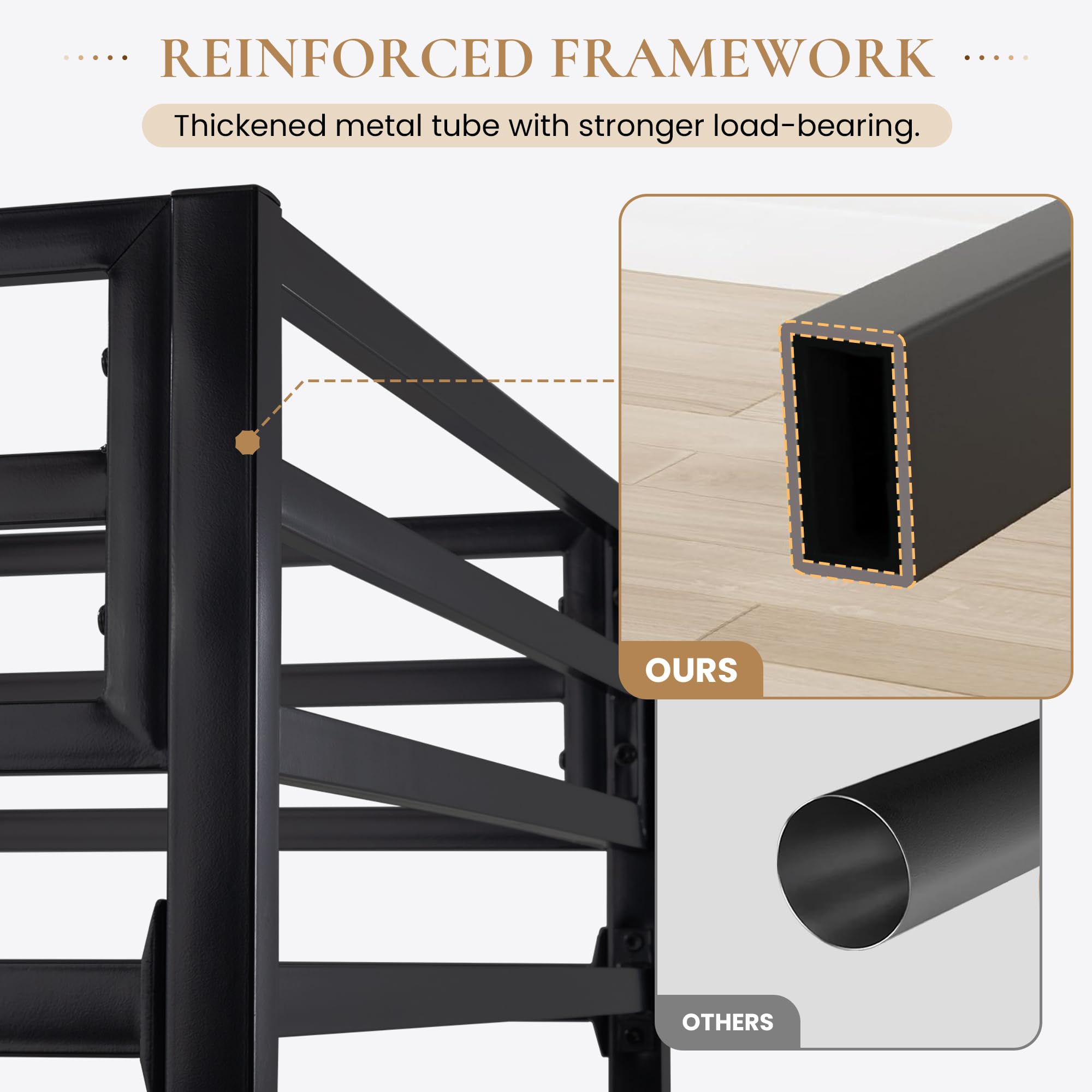 Twin Loft Bed with Ladder and Guardrail - Black Metal Frame