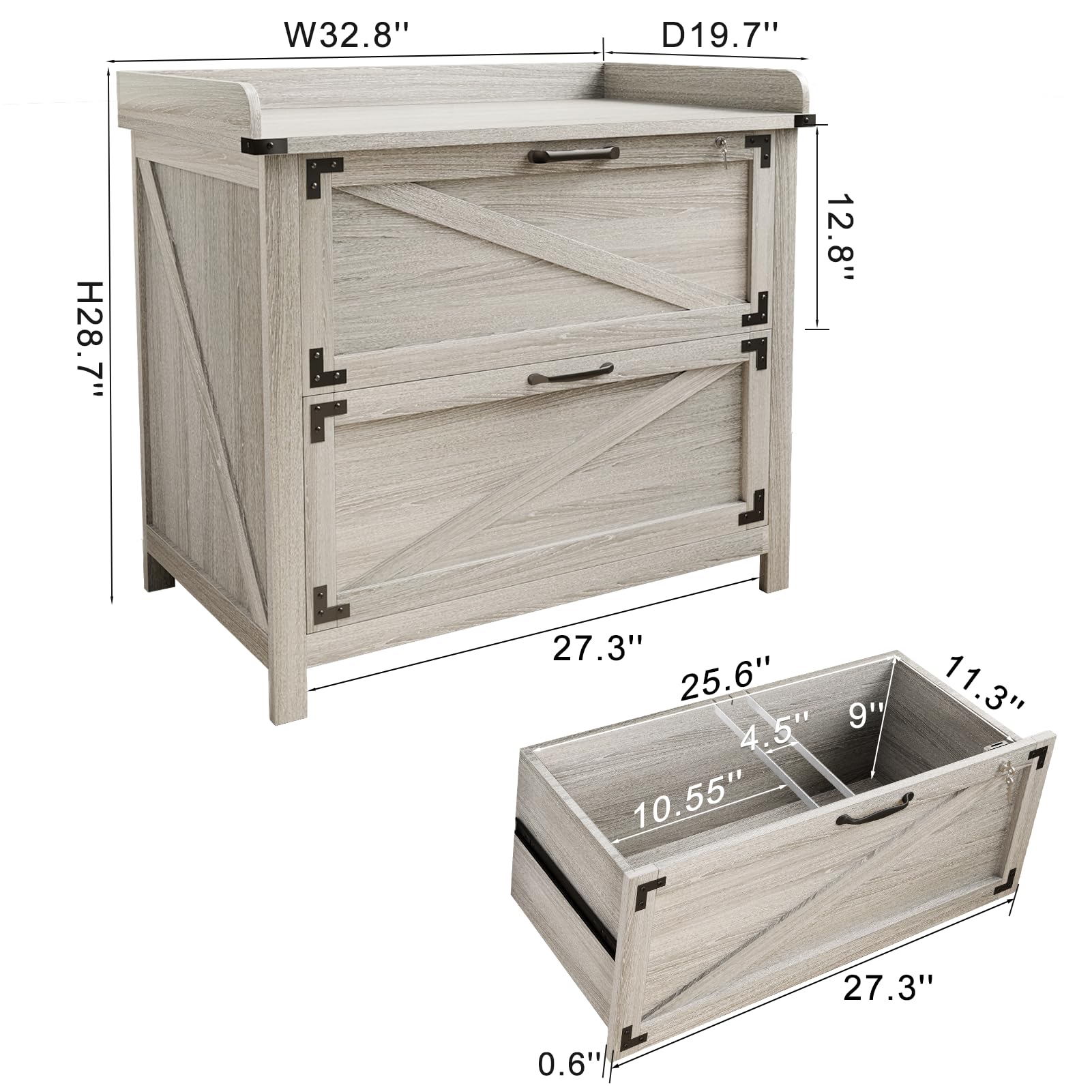 2 Drawer File Cabinet with Lock